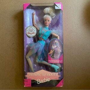 Vintage 1998 Mattel Olympic Skater Spinning Barbie Doll